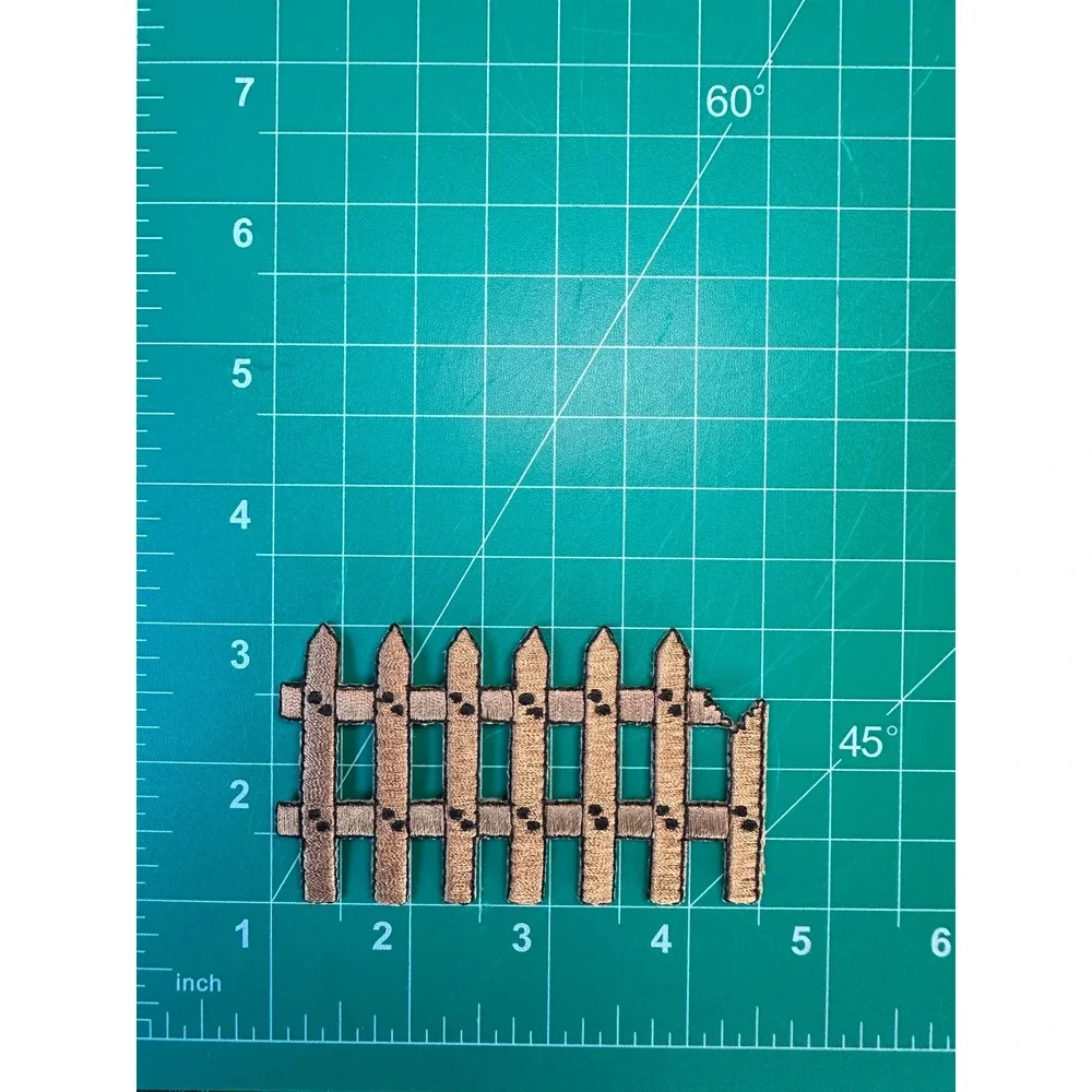 Wood Brown Fence Iron On Embroidered Patch Applique DIY Craft Embellishment‎